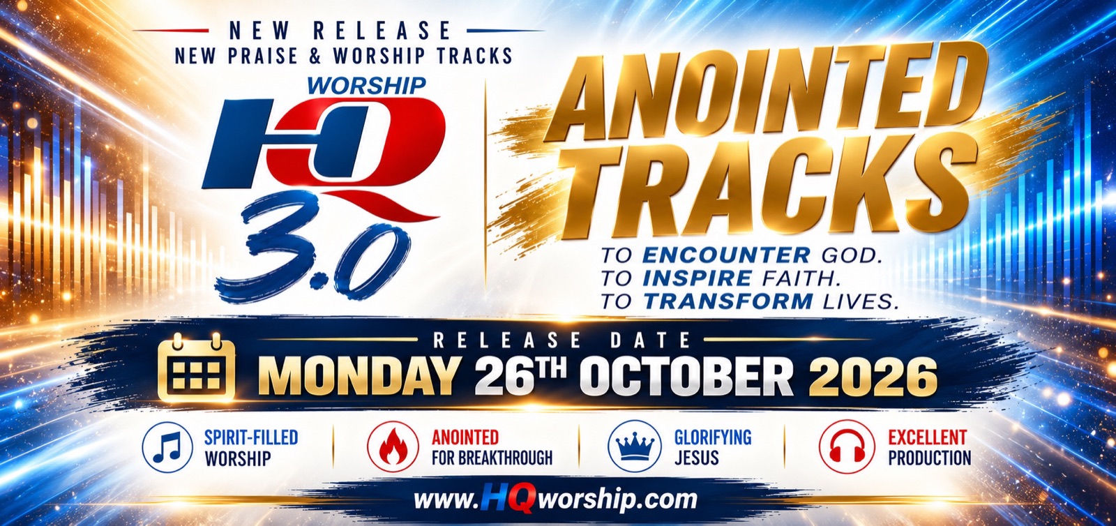 HQ Worship 3.0 — Anointed Tracks. Release date Monday 26th October 2026